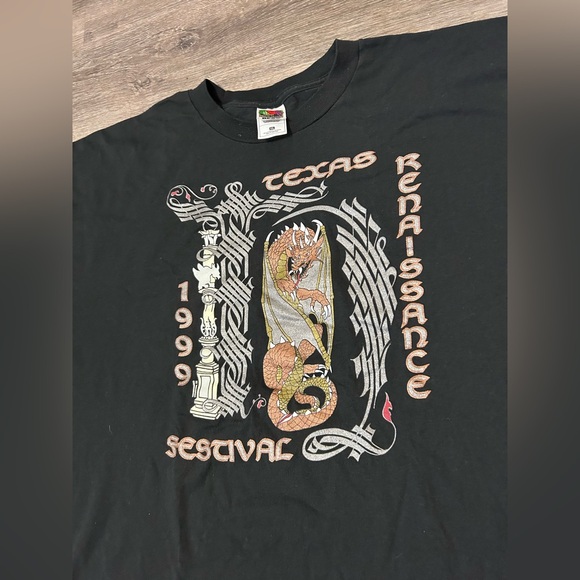 1999 Texas Renaissance Festival Dragon Black T Shirt Size Adult 2XL Vintage 90s - Picture 1 of 7